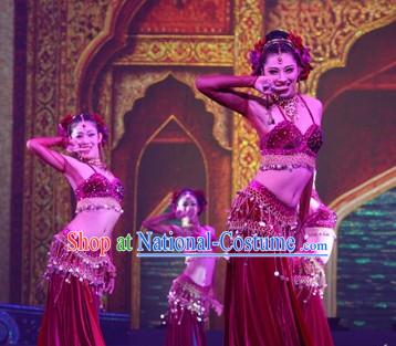 Chinese Stage Performance Arabian Dance Costumes Complete Set for Women