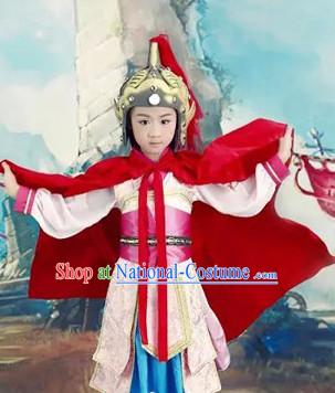 Traditional Chinese Han Dynasty Hua Mulan Costumes Dress Chinese Hanfu Clothing Cloth China Attire Oriental Dresses Complete Set for Kids