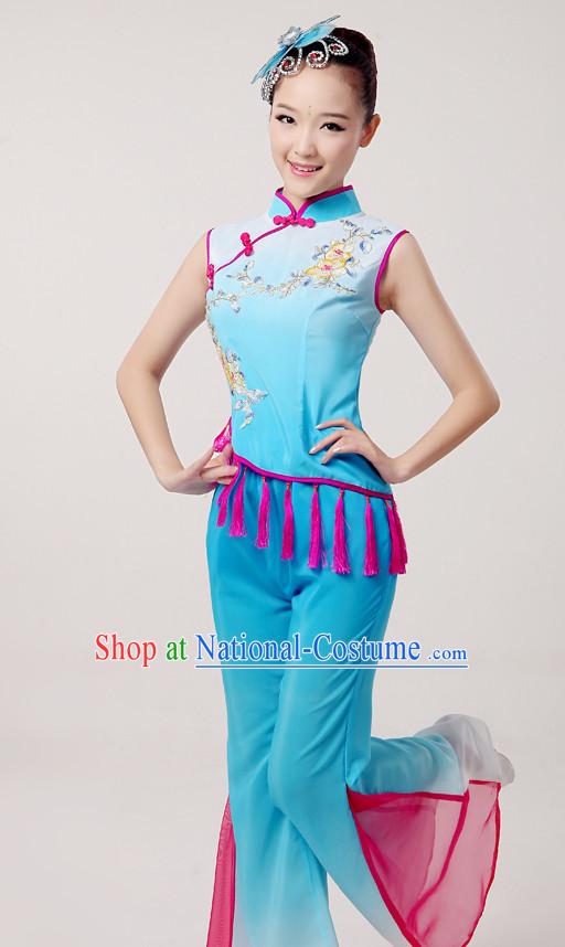 Traditional Chinese Dance Costumes Cloth China Attire Oriental Dresses Complete Set for Women