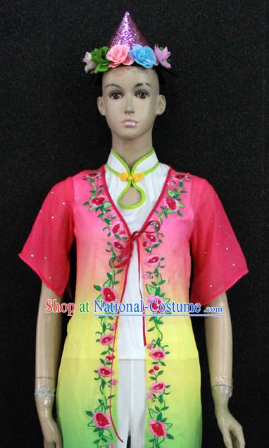 Chinese Nationality Folk Dance Ethnic Wear China Clothing Costume Ethnic Dresses Cultural Dances Costumes Complete Set for Women Girls