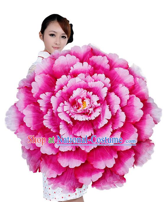 Pink Traditional Dance Peony Umbrella Props Flower Umbrellas Dancing Prop Decorations