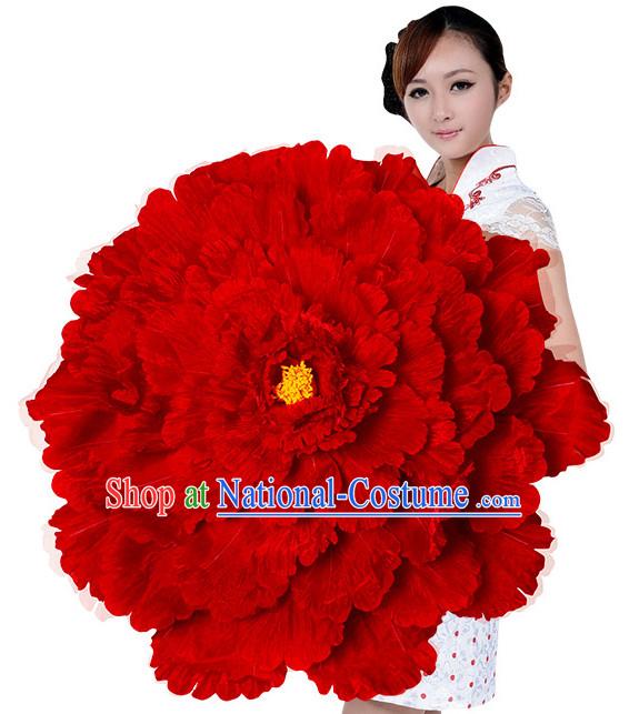 Red Traditional Dance Peony Umbrella Props Flower Umbrellas Dancing Prop Decorations