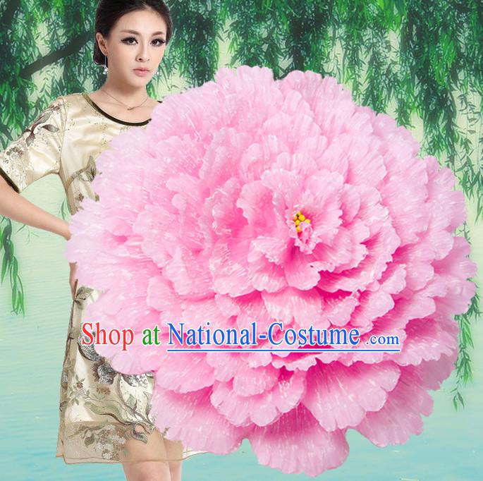 Pink Traditional Dance Peony Umbrella Props Flower Umbrellas Dancing Prop Decorations for Women Men Adults