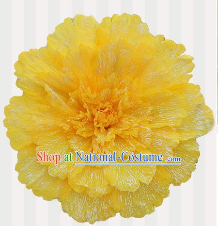 Yellow Traditional Dance Peony Umbrella Props Flower Umbrellas Dancing Prop Decorations for Kids Children Girls Boys