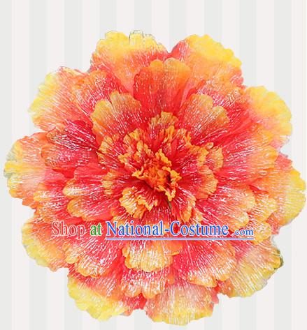 Orange Traditional Dance Peony Umbrella Props Flower Umbrellas Dancing Prop Decorations for Kids Children Girls Boys