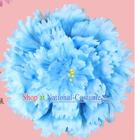 Blue Traditional Dance Peony Umbrella Props Flower Umbrellas Dancing Prop Decorations for Kids Children Girls Boys