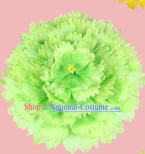 Green Traditional Dance Peony Umbrella Props Flower Umbrellas Dancing Prop Decorations for Kids Children Girls Boys