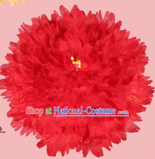 Red Traditional Dance Peony Umbrella Props Flower Umbrellas Dancing Prop Decorations for Kids Children Girls Boys