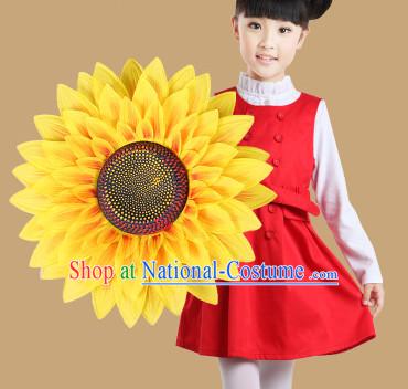 Traditional Dance Sunflower Props Flower Umbrellas Dancing Prop Decorations for Kids Children Girls Boys