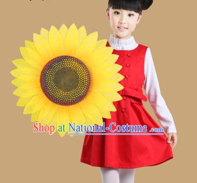 Traditional Dance Sunflower Props Flower Umbrellas Dancing Prop Decorations for Kids Children Girls Boys