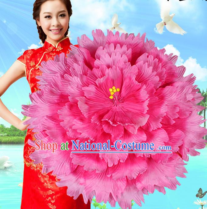 Rose Traditional Dance Props Flower Umbrella Dancing Prop Decorations for Men Women Adults