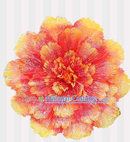 Orange Traditional Dance Props Flower Umbrella Dancing Prop Decorations for Men Women Adults