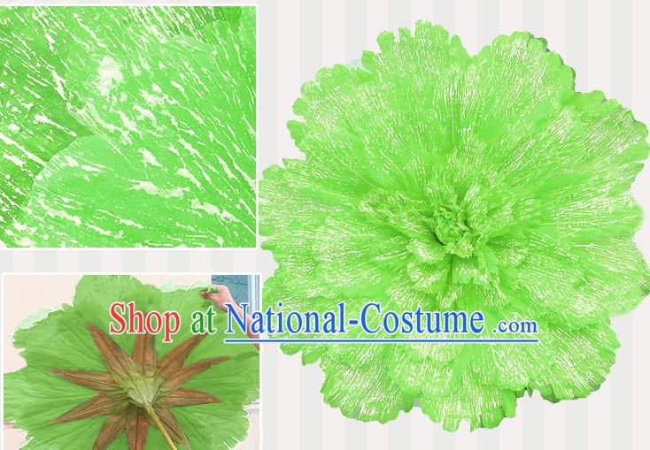 Light Green Traditional Dance Props Flower Umbrella Dancing Prop Decorations for Men Women Adults