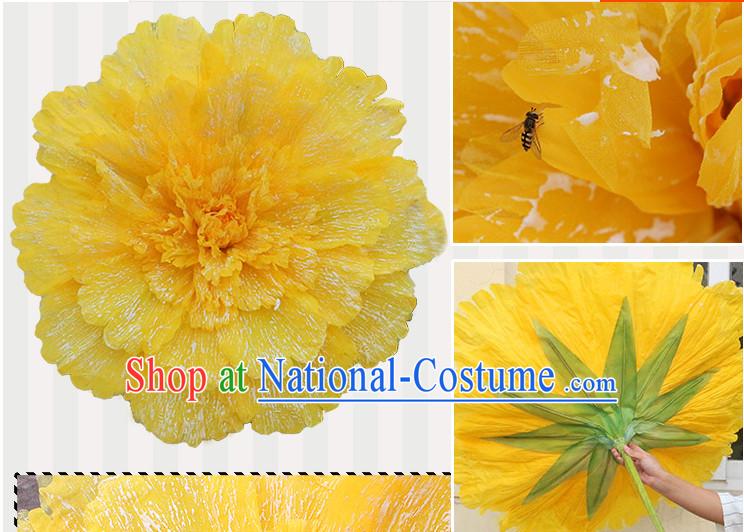 Yellow Traditional Dance Props Flower Umbrella Dancing Prop Decorations for Men Women Adults