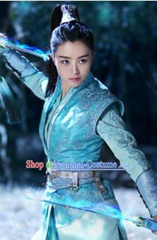 Chinese Traditional Dress Clothing Hanfu National Costumes China Gown Wear and Hair Accessories Complete Set