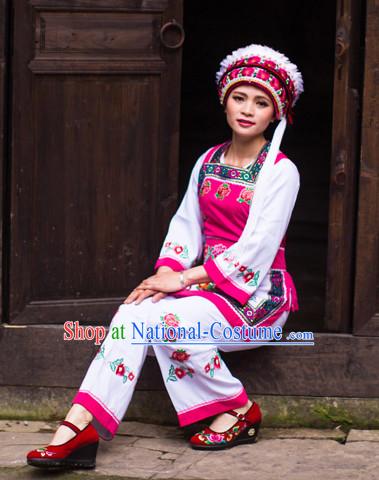 Chinese Hmong Folk Dance Ethnic Wear China Clothing Costume Ethnic Dresses Cultural Dances Costumes Complete Set