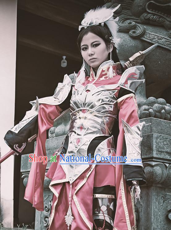 Chinese Costume Superheroine Armor Cosplay Costumes China Traditional Armors Complete Set for Women Kids Adults