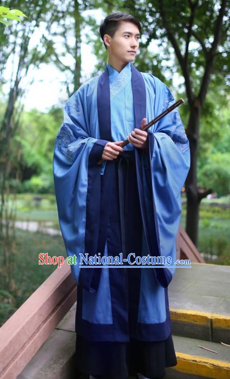 Chinese Traditional Clothing Hanfu Clothes Complete Set for Men