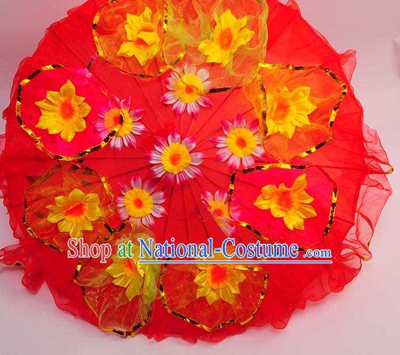 Traditional Dance Props Flower Umbrella Yangge Dancing Prop Folk Decorations for Men Women Adults Kids Children