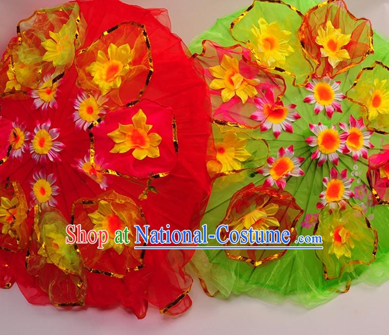 Traditional Dance Props Flower Umbrella Yangge Dancing Prop Folk Decorations for Men Women Adults Kids Children