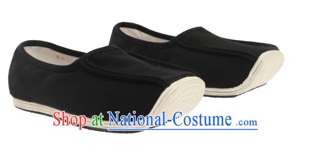 Chinese Traditional Black Handmade Fabric Shoes for Men