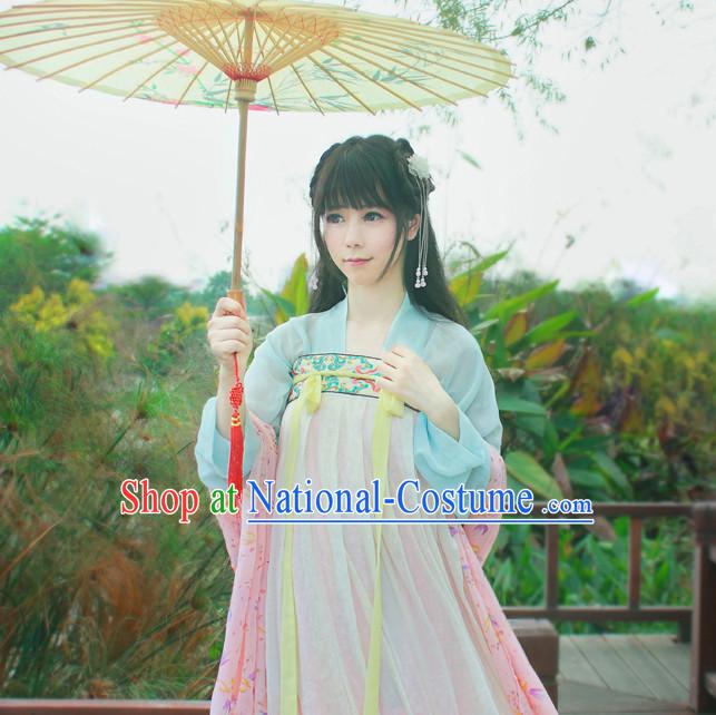 Traditional Chinese Tang Dynasty Noblewoman Clothes Blouse Skirt and Hair Jewelry Complete Set for Women