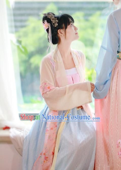 Traditional Chinese Han Dynasty Noblewoman Clothes Blouse Skirt and Hair Jewelry Complete Set for Women