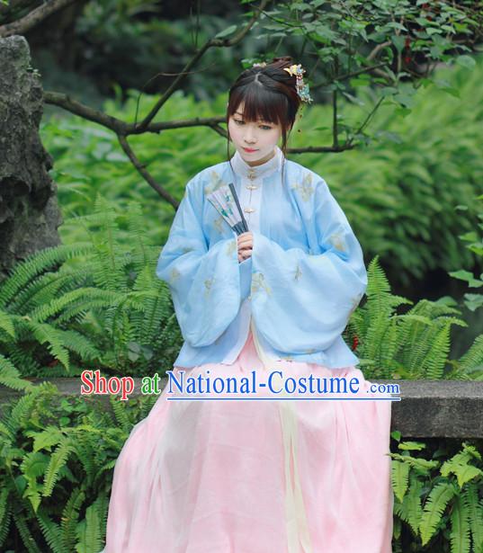 Traditional Chinese Ming Dynasty Noblewoman Clothing Blouse Skirt and Hair Jewelry Complete Set for Women