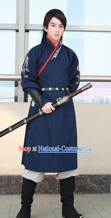 Traditional Chinese Ancient Han Dynasty Knight Scholar Garment Suits Dresses Complete Set for Men