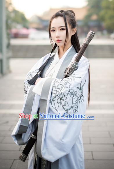 Traditional Chinese Ancient Han Dynasty Jiang Hu Swordswoman Costume Complete Set for Women