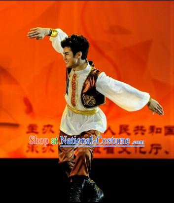 Xinjiang Chinese Traditional Dance Costume Folk Dancing Costumes Traditional Chinese Dance Costumes Asian Dance Costumes Complete Set for Men