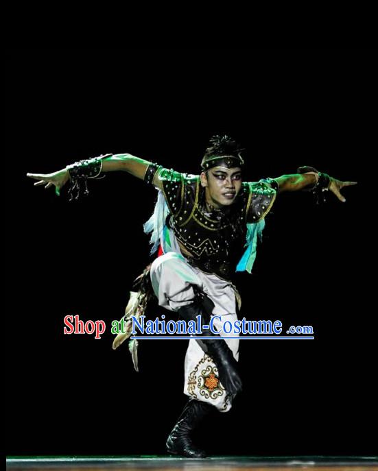 Ethnic Traditional Dance Costume Folk Dancing Costumes Traditional Chinese Dance Costumes Asian Dance Costumes Complete Set for Men