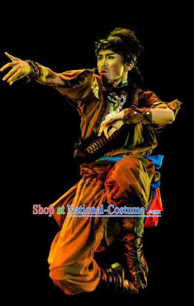 Ethnic Traditional Dance Costume Folk Dancing Costumes Traditional Chinese Dance Costumes Asian Dance Costumes Complete Set for Men