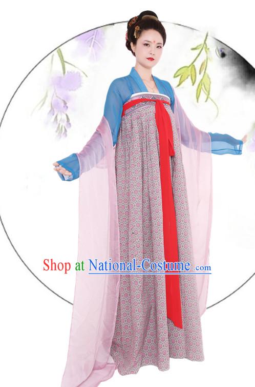 Hanfu Clothing Custom Traditional Tang Dynasty Chinese Hanfu Dreses Han Clothing Hanzhuang Historical Dress and Accessories Complete Set