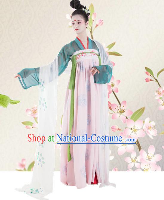 Hanfu Clothing Custom Traditional Tang Dynasty Chinese Hanfu Dreses Han Clothing Hanzhuang Historical Dress and Accessories Complete Set