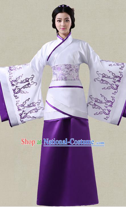 Purple Hanfu Clothing Custom Traditional Han Dynasty Chinese Hanfu Dreses Han Clothing Hanzhuang Historical Dress and Accessories Complete Set