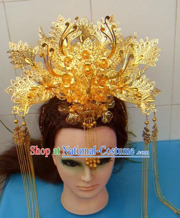 Gold Chinese Ancient Style Empress Princess Hair Jewelry Phoenix Headwear Set