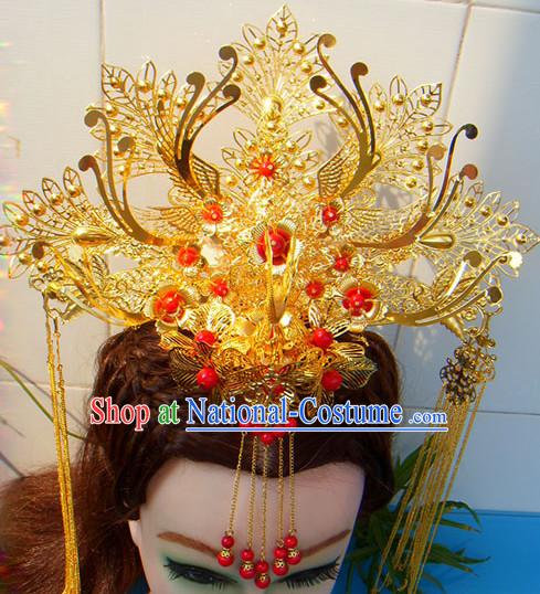 Gold Chinese Ancient Style Empress Princess Hair Jewelry Phoenix Headwear Head Accessories Set