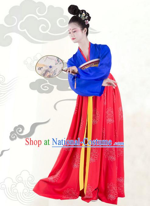 Hanfu Clothing Custom Traditional Tang Dynasty Chinese Hanfu Dreses Han Clothing Hanzhuang Historical Dress and Accessories Complete Set