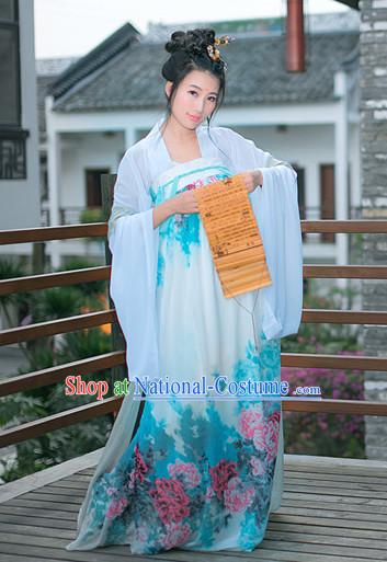 Tang Dynasty Women Han Fu_Hanfu Clothing Hanzhuang Historical Dress Historical Clothing and Accessories Complete Set for Women