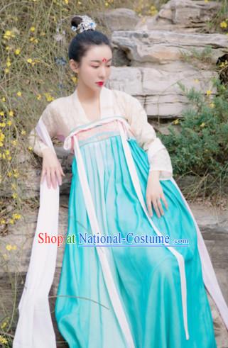 Ancient Tang Dynasty Women Han Fu_Hanfu Clothing Hanzhuang Historical Dress Historical Clothing and Accessories Complete Set for Women