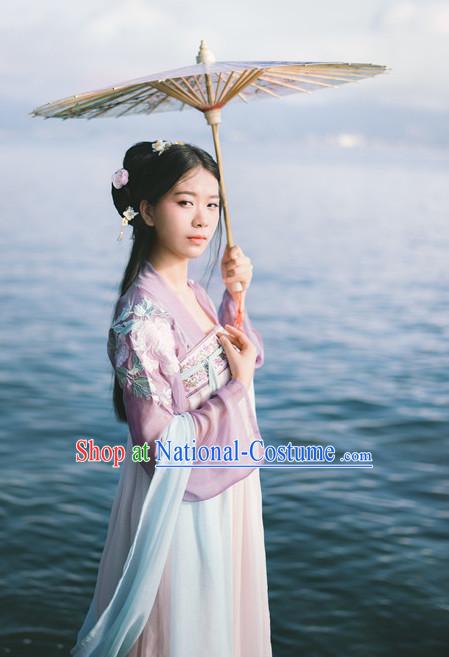 Ancient Tang Dynasty Women Han Fu_Hanfu Clothing Hanzhuang Historical Dress Historical Clothing and Accessories Complete Set for Women