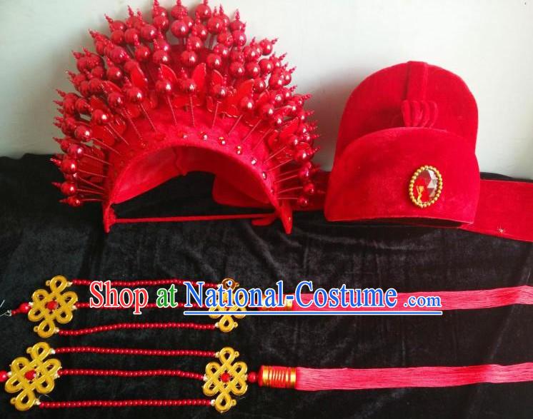 Top Traditional Chinese Opera Phoenix Coronet Hat and Bridegroom Hat