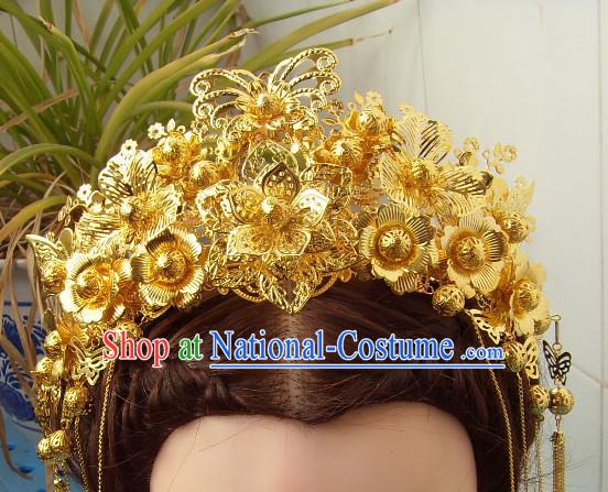 Gold Chinese Ancient Style Empress Princess Hair Jewelry Phoenix Headwear Head Accessories Set