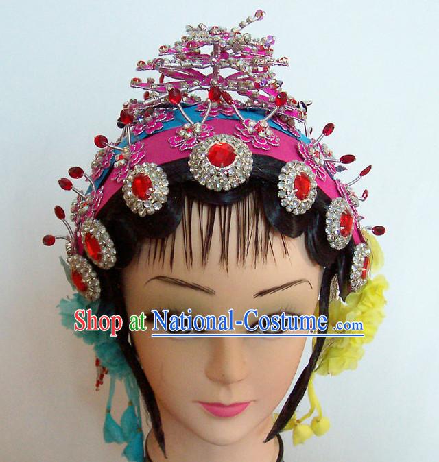 Top Traditional Chinese Opera Black Wigs and Hair Accessories Props for Adults and Children