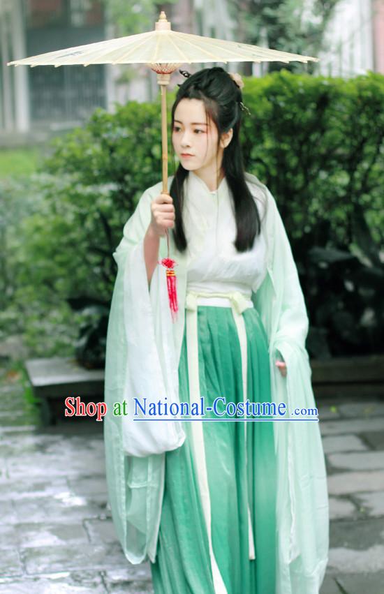 Chinese Traditional Dress Hanfu Costume China Kimono Robe Ancient Chinese Clothing National Costumes Gown Wear and Head Jewelry for Women Girls