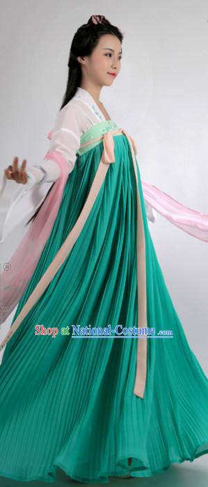 Chinese Traditional Dress Hanfu Costume China Kimono Robe Ancient Chinese Clothing National Costumes Gown Wear and Head Jewelry for Women Girls