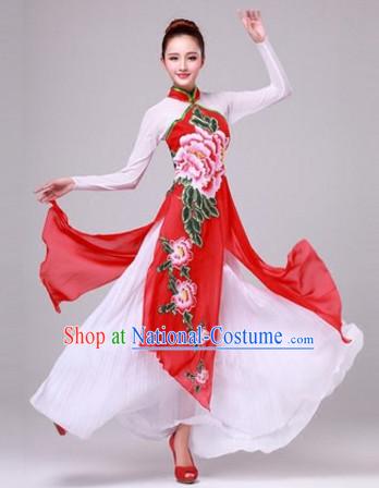 Chinese Classical Dance Costumes Traditional Chinese Clothing Dress Dancewear Dance Clothes Outfits Dresses and Hat Complete Set for Women