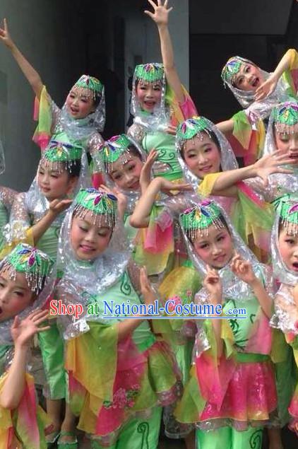 Chinese People Folk Dance Ethnic Dresses Traditional Wear Clothing Cultural Dancing Costume Complete Sets for Women