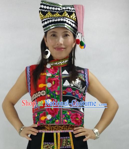 Chinese People Folk Dance Ethnic Dresses Traditional Wear Clothing Cultural Dancing Costume Complete Sets for Women